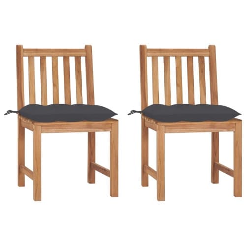 Trädgårdsstolar 2 st med dynor massiv teak