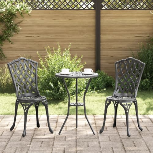 Trädgårdsstolar 2 st Svart Gjutet Aluminium