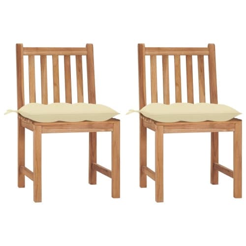 Trädgårdsstolar 2 st med dynor massiv teak