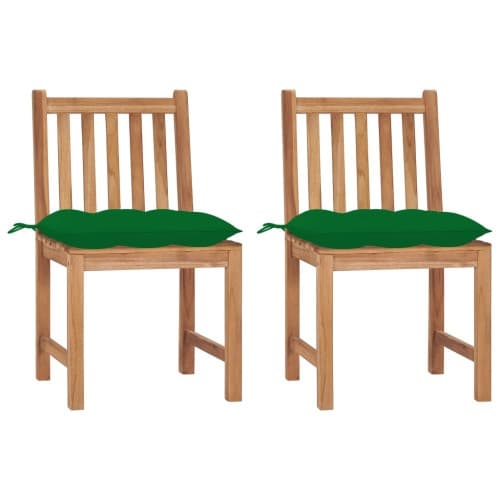 Trädgårdsstolar 2 st med dynor massiv teak