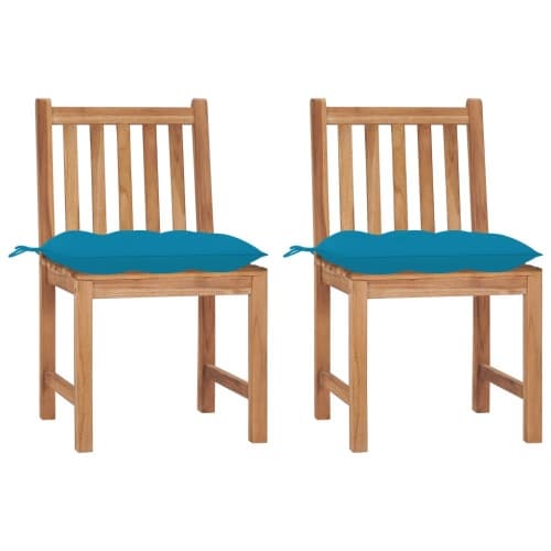 Trädgårdsstolar 2 st med dynor massiv teak