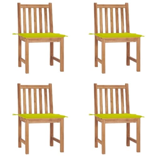 Trädgårdsstolar 4 st med dynor massiv teak