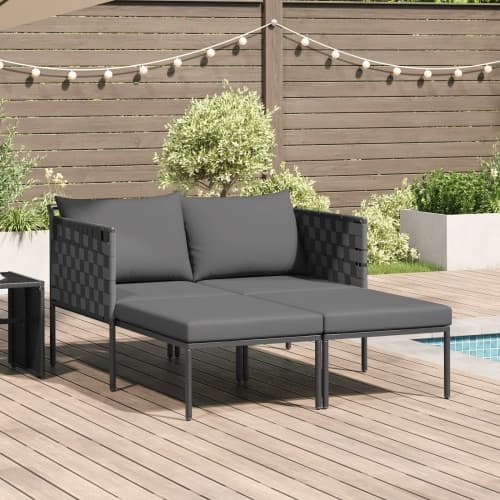 Solstol med kuddar för 2 personer Anthracit 115x153x69,5 cm Stål