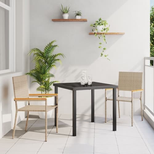 Stapelbara Trädgårdsstolar med Kuddar 2 st Beige Poly Rattan