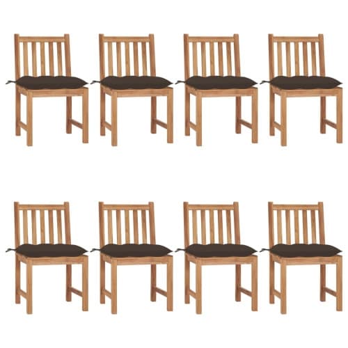 Trädgårdsstolar 8 st med dynor massiv teak