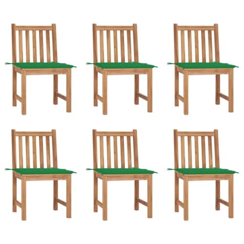 Trädgårdsstolar 6 st med dynor massiv teak