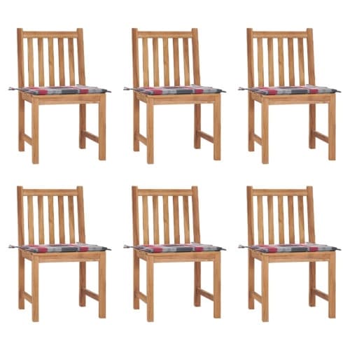 Trädgårdsstolar 6 st med dynor massiv teak