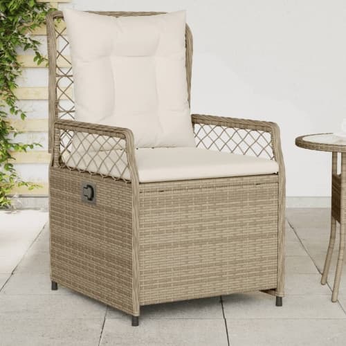 Justerbara trädgårdsstolar 2 st beige konstrotting