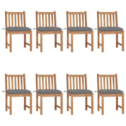Trädgårdsstolar 8 st med dynor massiv teak