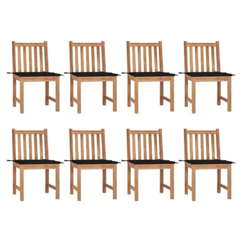Trädgårdsstolar 8 st med dynor massiv teak