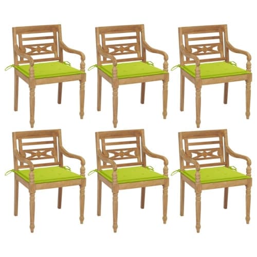 Bataviastolar med dynor 6 st massiv teak