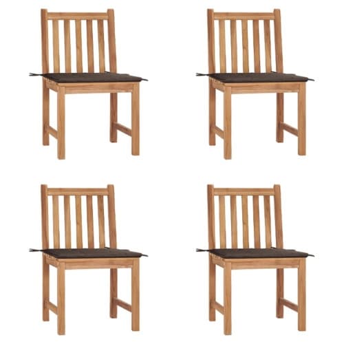 Trädgårdsstolar 4 st med dynor massiv teak