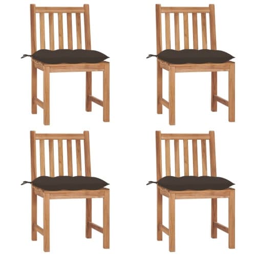 Trädgårdsstolar 4 st med dynor massiv teak
