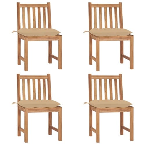 Trädgårdsstolar 4 st med dynor massiv teak