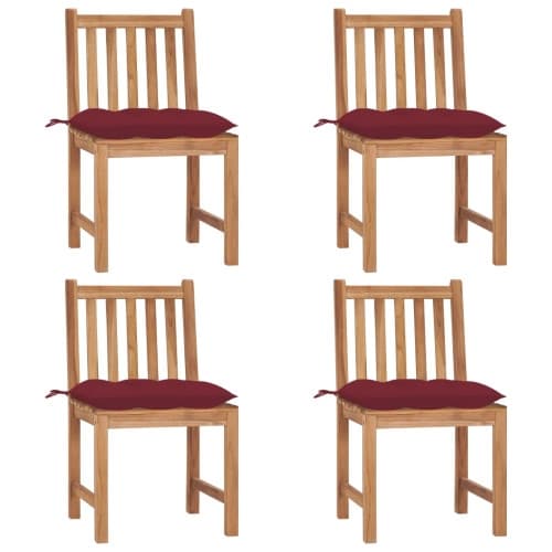 Trädgårdsstolar 4 st med dynor massiv teak