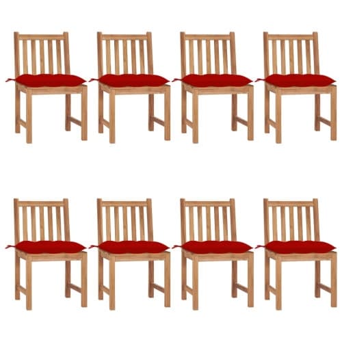 Trädgårdsstolar 8 st med dynor massiv teak
