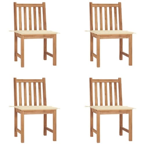 Trädgårdsstolar 4 st med dynor massiv teak