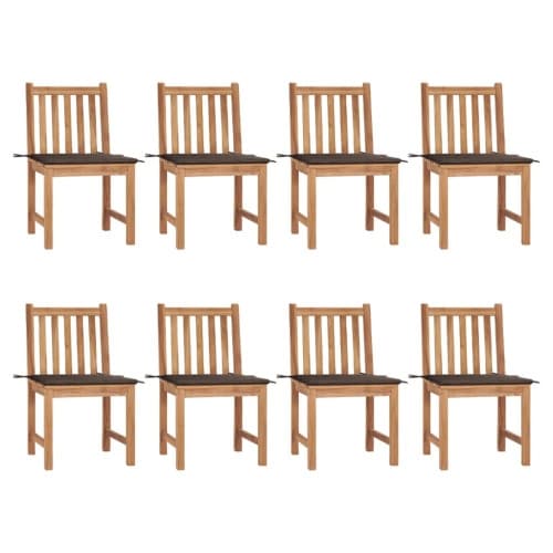 Trädgårdsstolar 8 st med dynor massiv teak