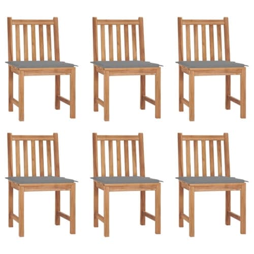 Trädgårdsstolar 6 st med dynor massiv teak