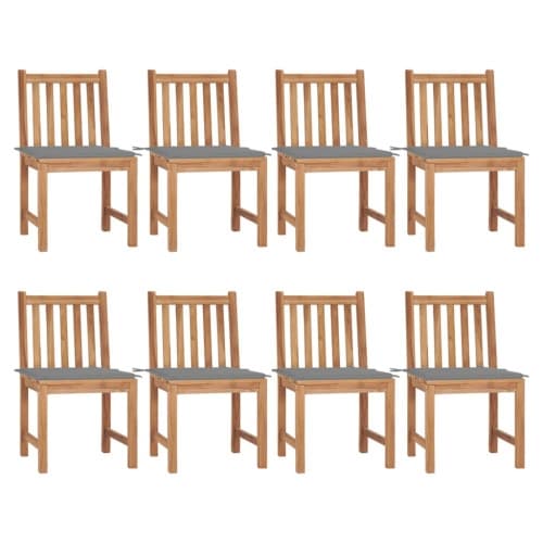 Trädgårdsstolar 8 st med dynor massiv teak