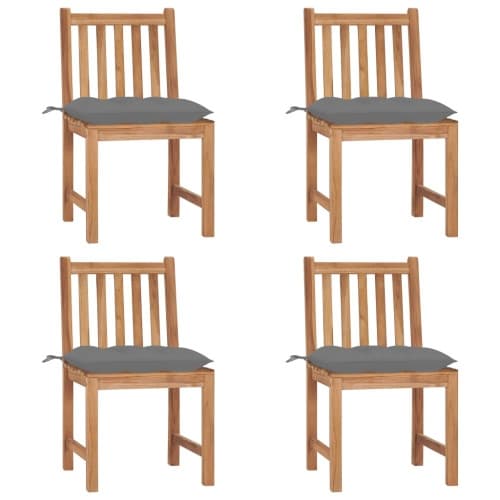 Trädgårdsstolar 4 st med dynor massiv teak