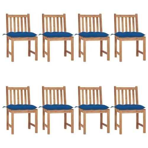 Trädgårdsstolar 8 st med dynor massiv teak
