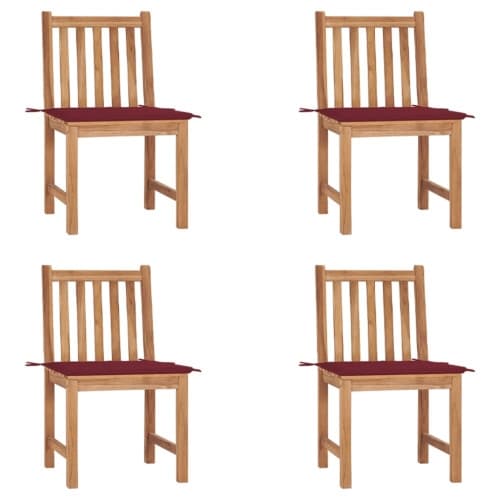 Trädgårdsstolar 4 st med dynor massiv teak