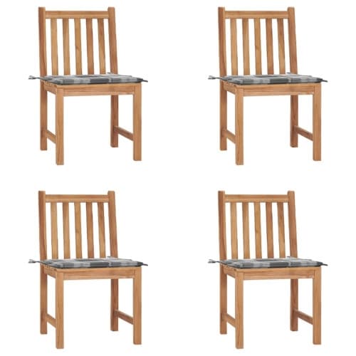Trädgårdsstolar 4 st med dynor massiv teak