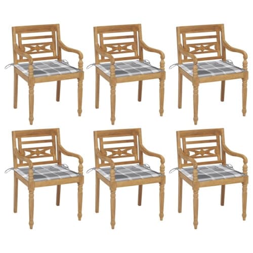 Bataviastolar med dynor 6 st massiv teak