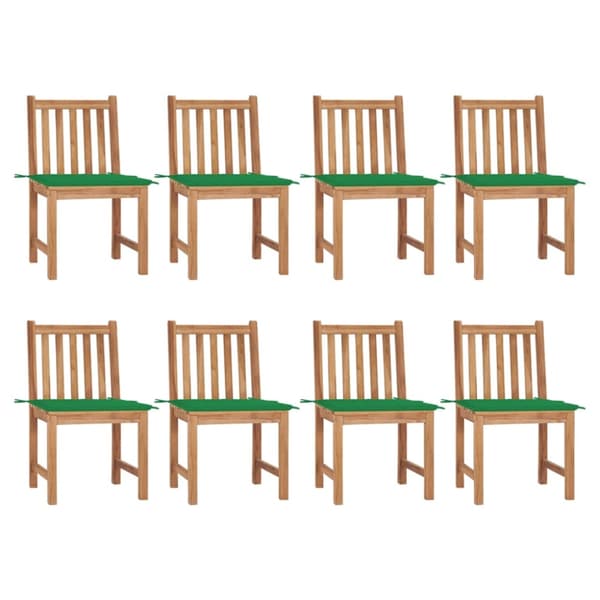 Trädgårdsstolar 8 st med dynor massiv teak