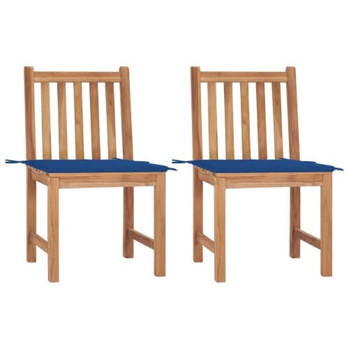 Trädgårdsstolar 2 st med dynor massiv teak