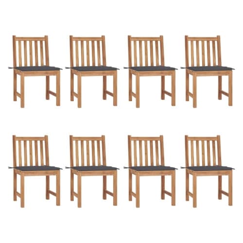 Trädgårdsstolar 8 st med dynor massiv teak