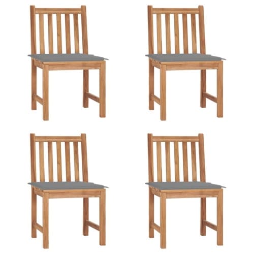 Trädgårdsstolar 4 st med dynor massiv teak
