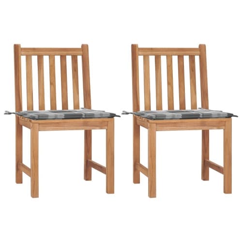 Trädgårdsstolar 2 st med dynor massiv teak