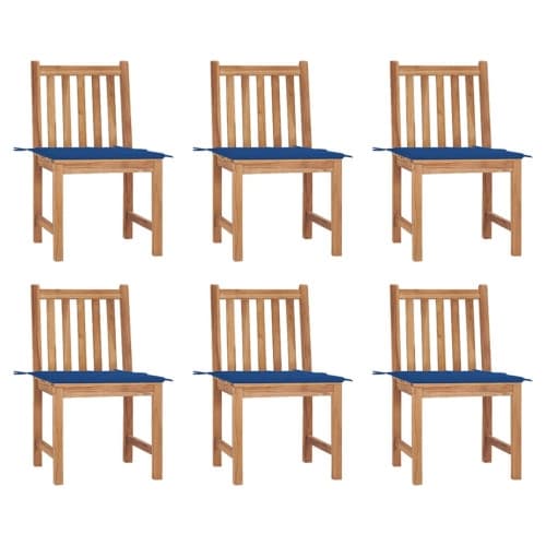 Trädgårdsstolar 6 st med dynor massiv teak