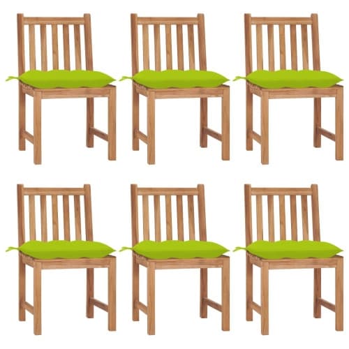 Trädgårdsstolar 6 st med dynor massiv teak