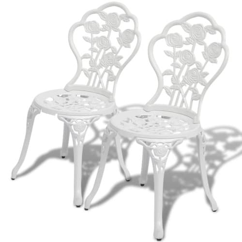 Caféstolar 2 st gjuten aluminium vit