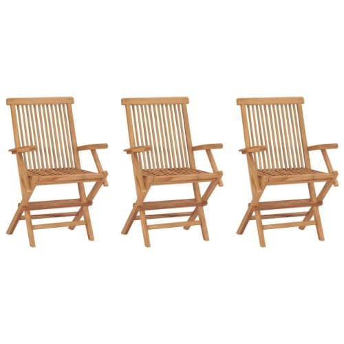 Hopfällbara trädgårdsstolar 3 st massiv teak