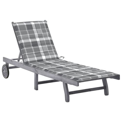 Solsäng med dyna grå massivt akaciaträ