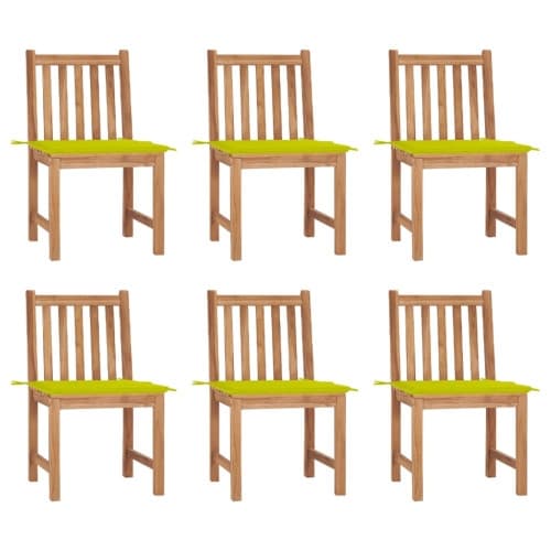 Trädgårdsstolar 6 st med dynor massiv teak