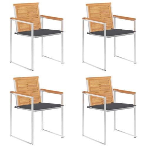 Trädgårdsstolar med dynor 4 st massiv teak