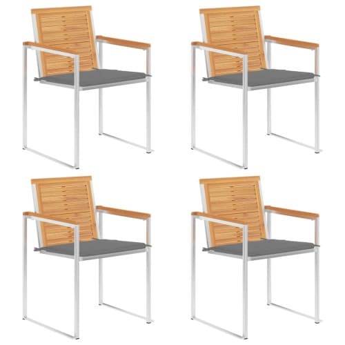 Trädgårdsstolar med dynor 4 st massiv teak