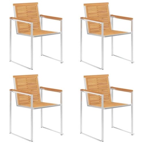 Trädgårdsstolar 4 st massiv teak och rostfritt stål