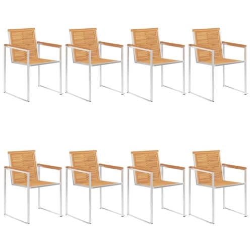 Trädgårdsstolar 8 st massiv teak och rostfritt stål