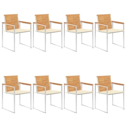 Trädgårdsstolar med dynor 8 st massiv teak