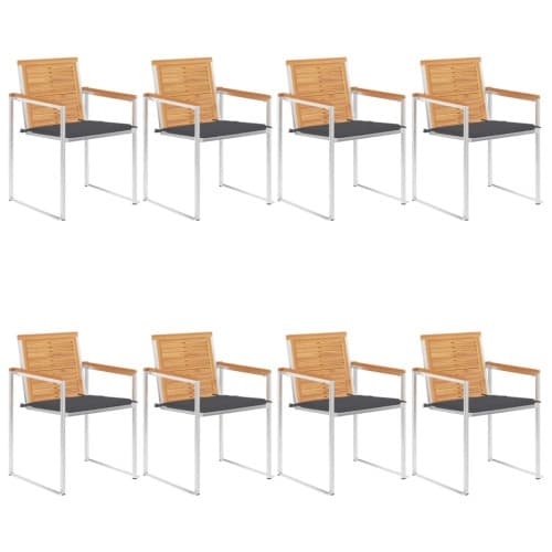Trädgårdsstolar med dynor 8 st massiv teak