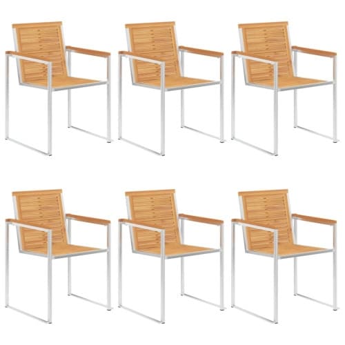 Trädgårdsstolar 6 st massiv teak och rostfritt stål