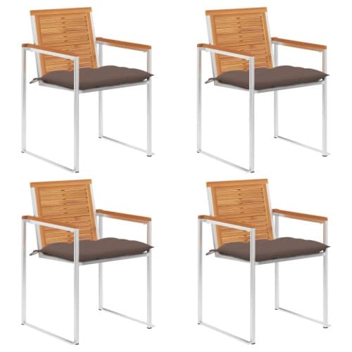 Trädgårdsstolar med dynor 4 st massivt akaciaträ