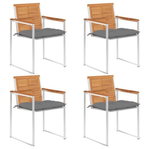 Trädgårdsstolar med dynor 4 st massivt akaciaträ