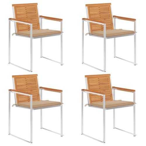 Trädgårdsstolar med dynor 4 st massivt akaciaträ